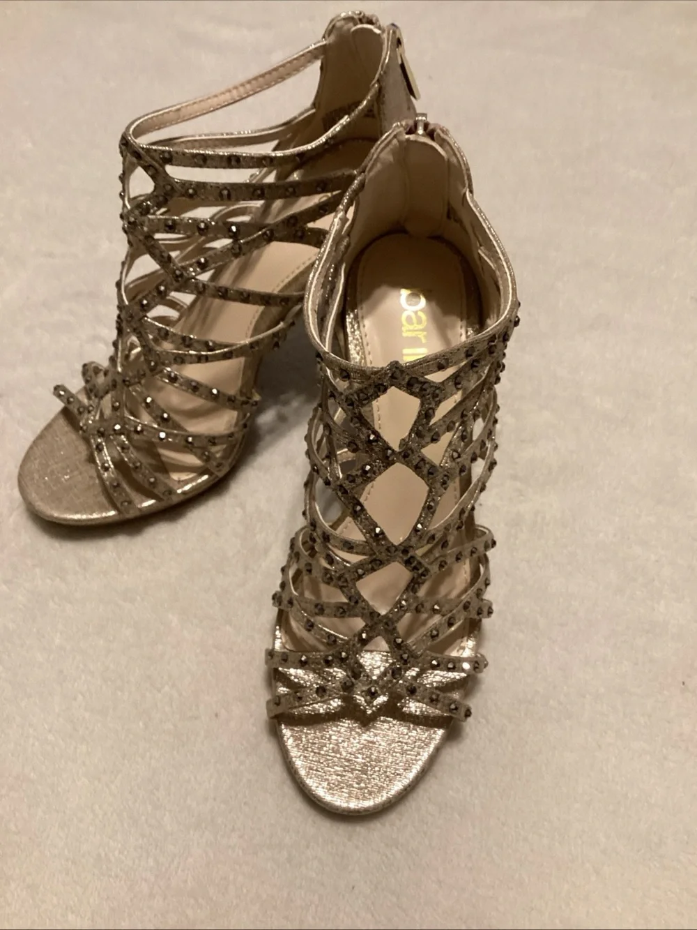 Bar III Embellished Strappy High Heel Sandal - Gold